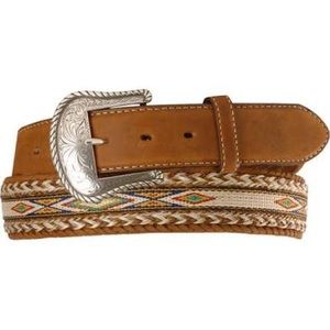 Tony Lama Horsehair Ribbon Leather Belt